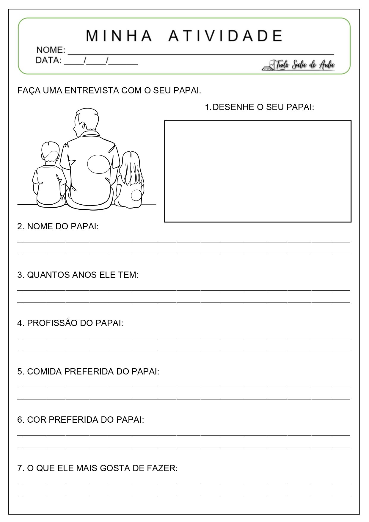 atividade dia dos pais