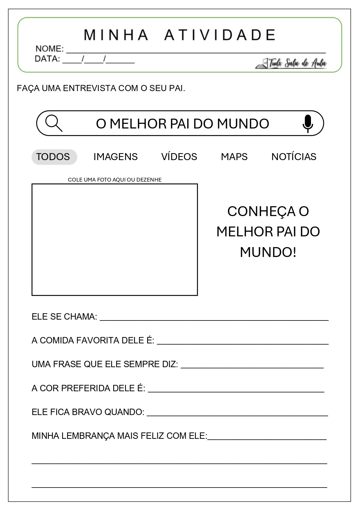 atividade dia dos pais