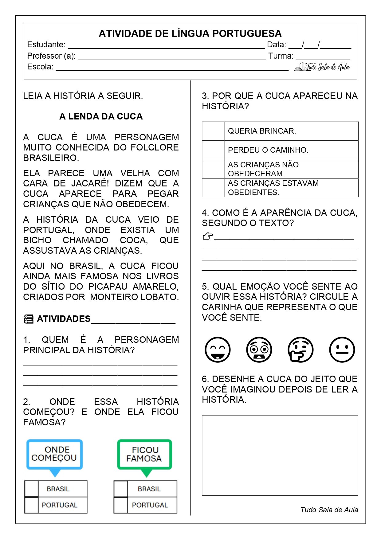 atividade elementos da narrativa
