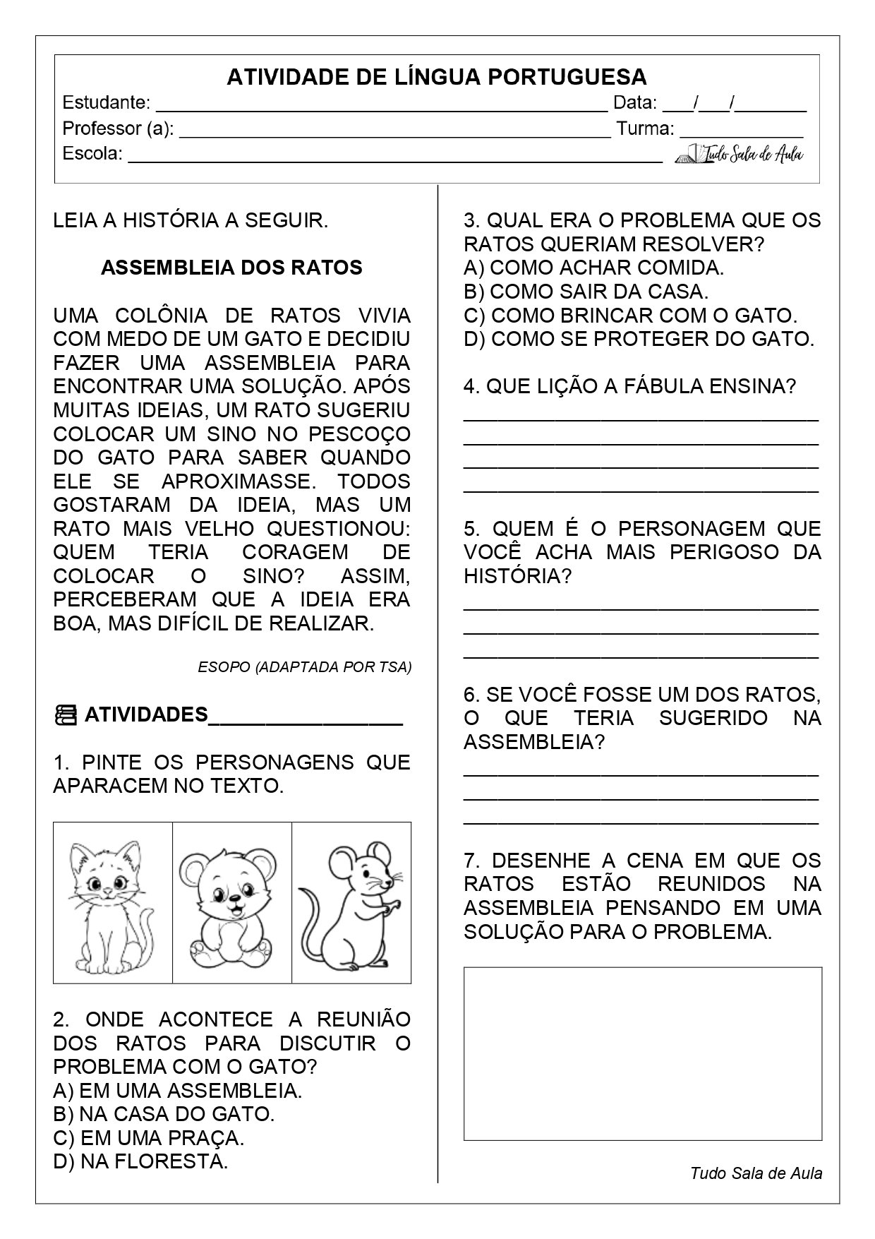 atividade elementos da narrativa