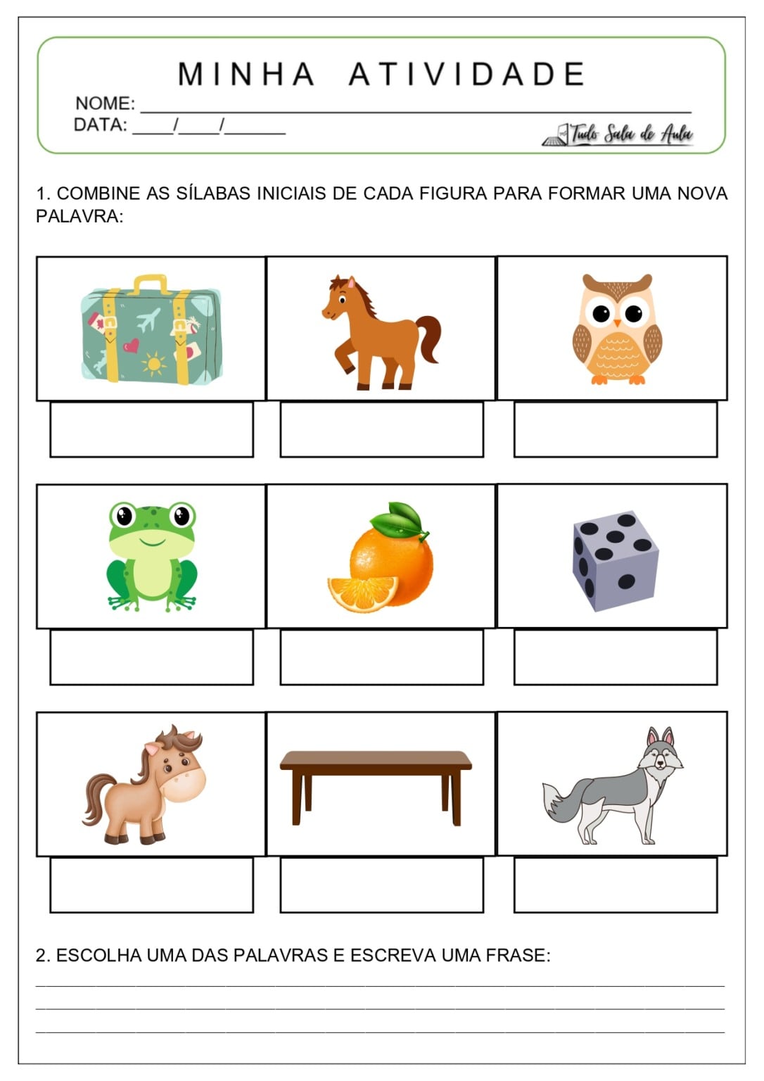 Atividades de Formação de Palavras e Frases Simples - Tudo Sala de Aula