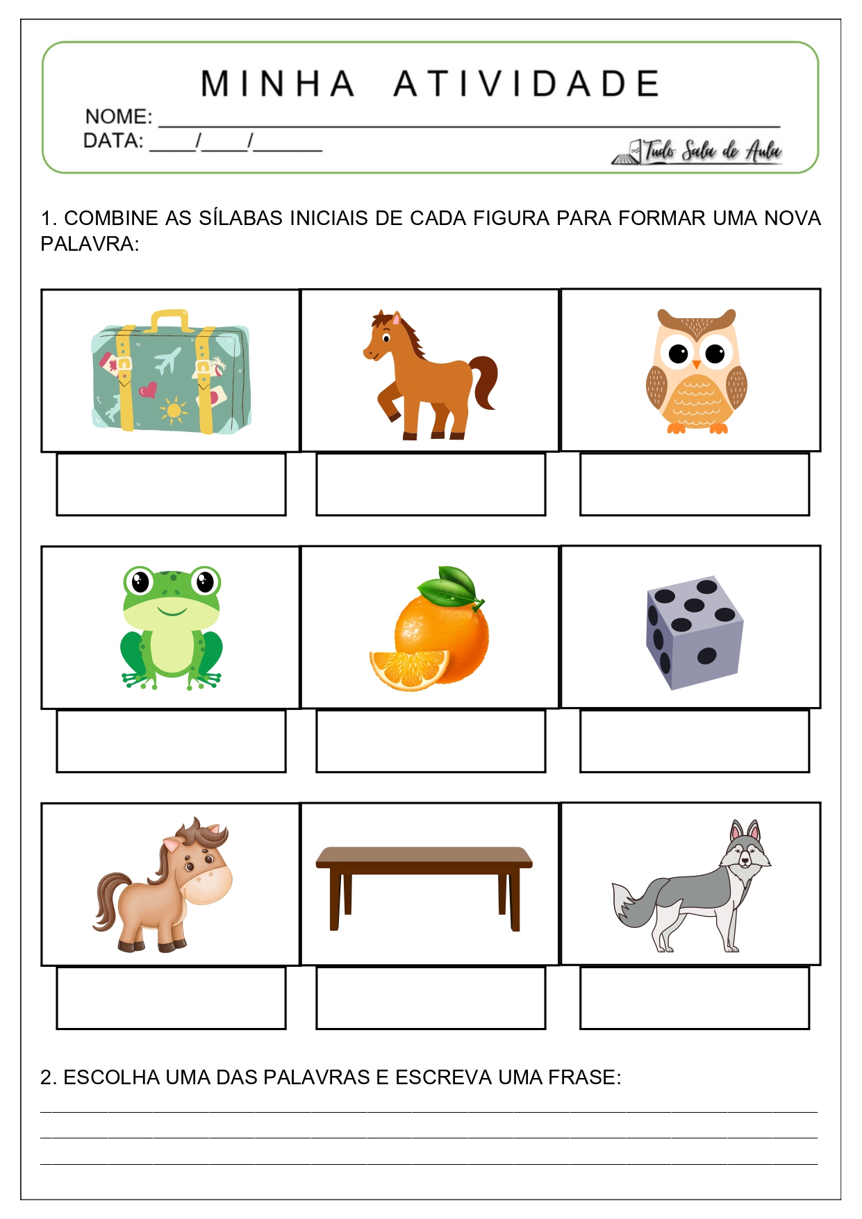 atividades de formação de palavras e frases