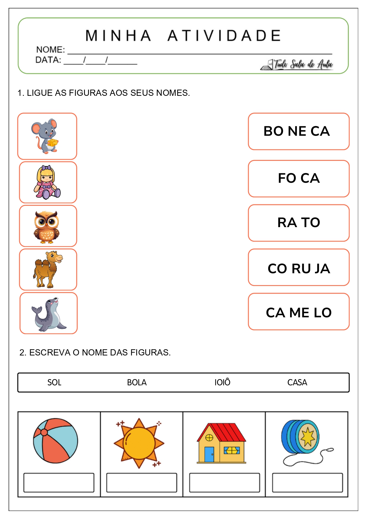 atividades de formação de palavras e frases