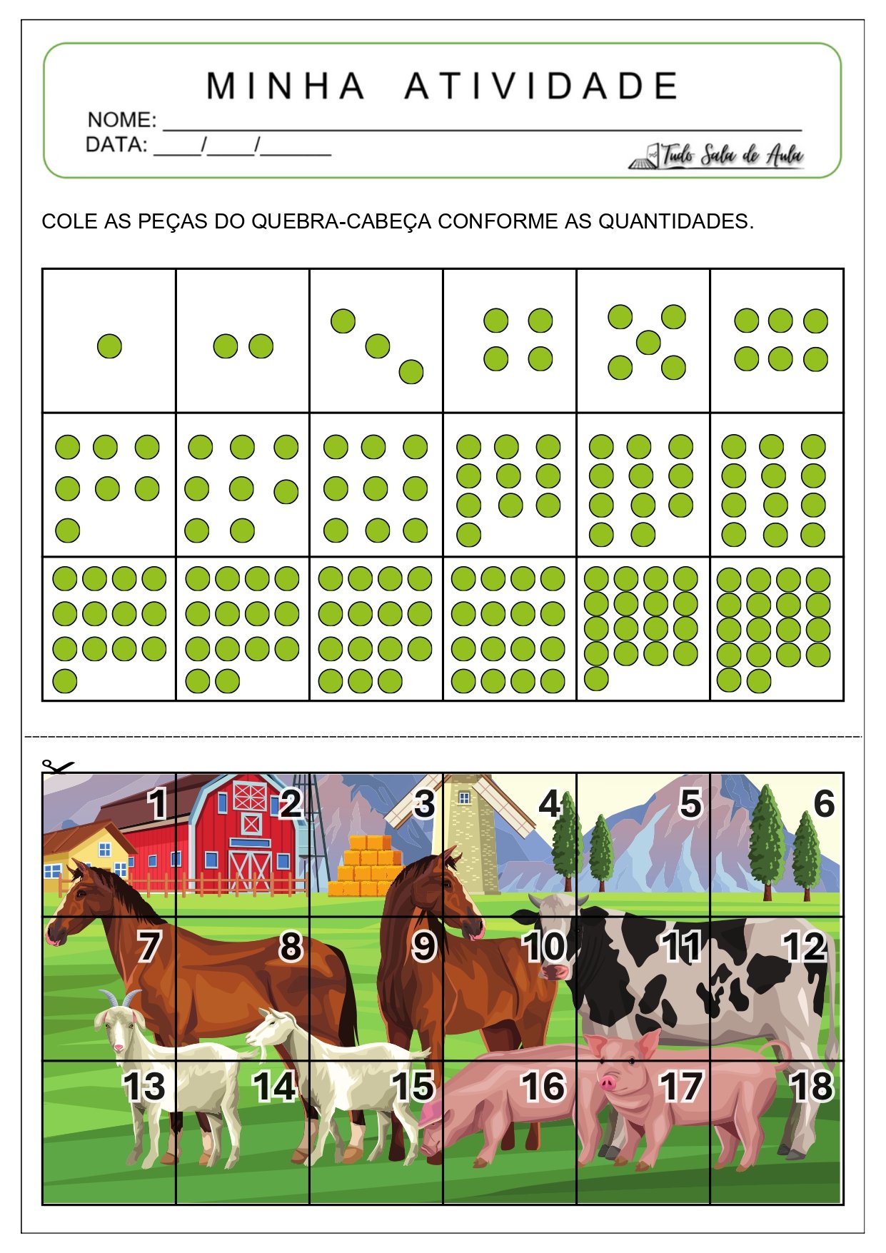 atividades de recorte e colagem com números e quantidades