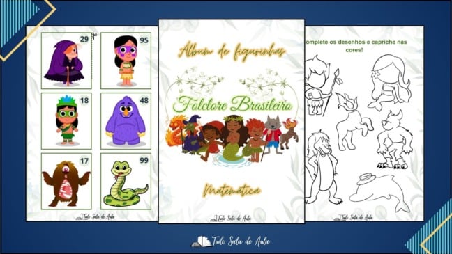 Álbum Matemático de Figurinhas Folclórico - Pronta aplicação
