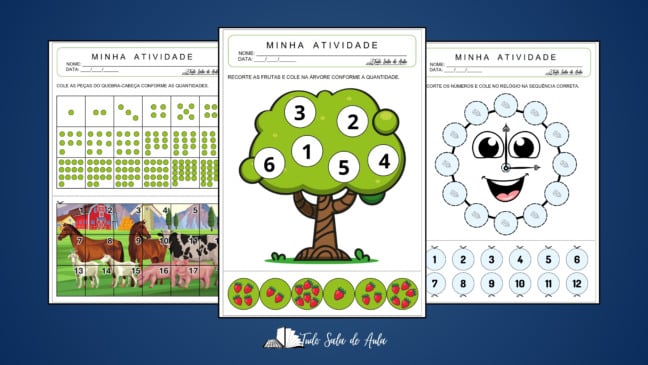 10 Atividades de Recorte e Colagem sobre Quantidades - Educação Infantil