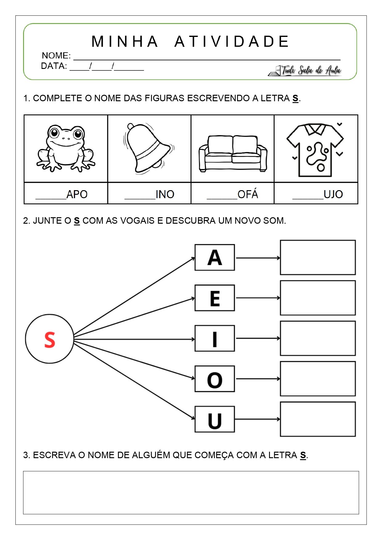 atividade letra S