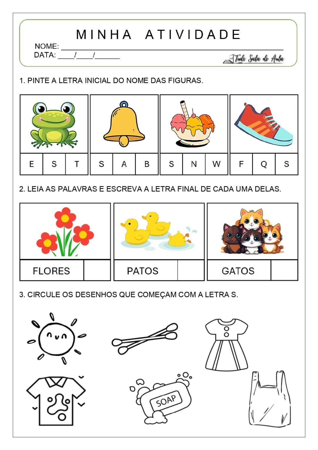 Atividades Letra S - Alfabetização - Tudo Sala de Aula