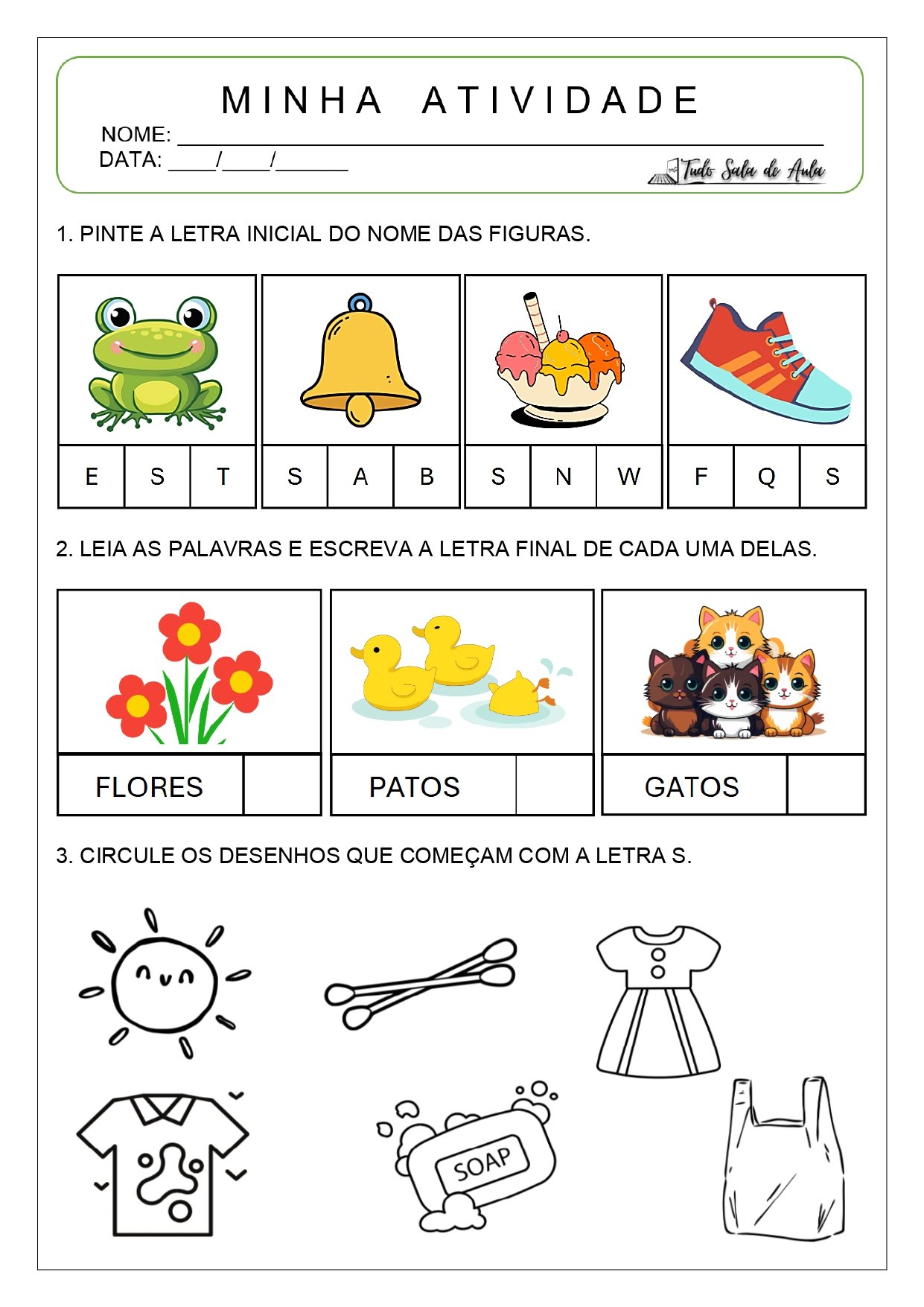 atividade letra S