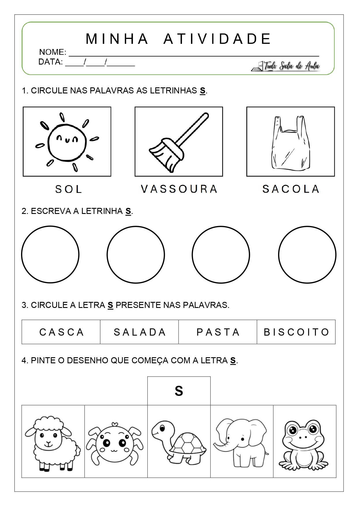 atividade letra S