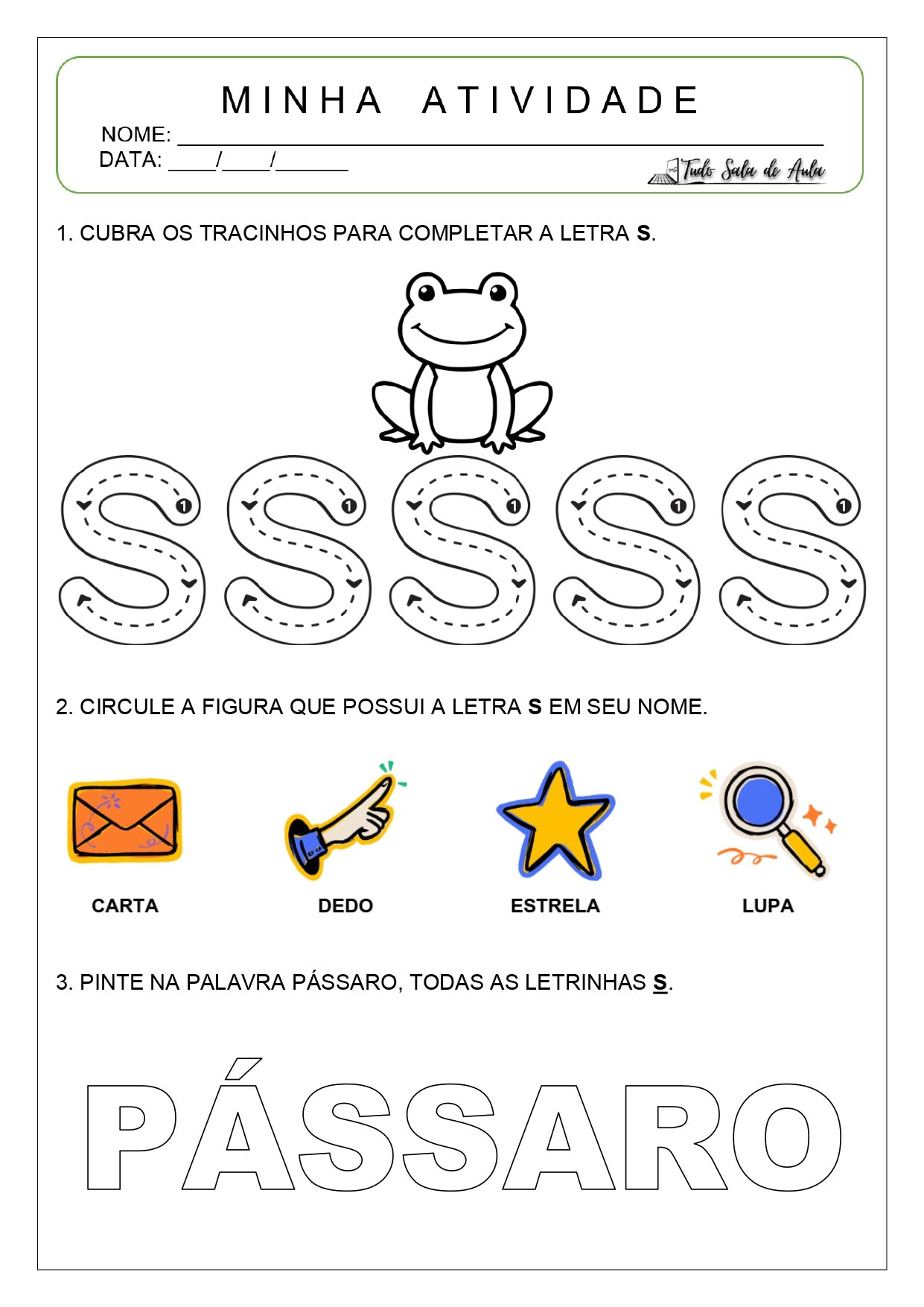 atividade letra S