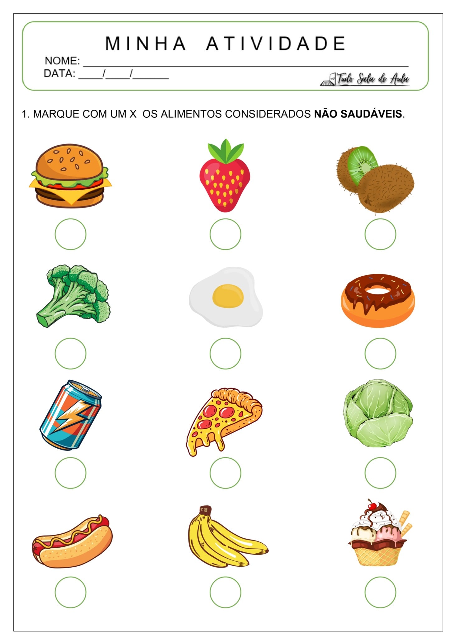 Atividades sobre Alimentos Saudáveis para o Maternal - Tudo Sala de Aula