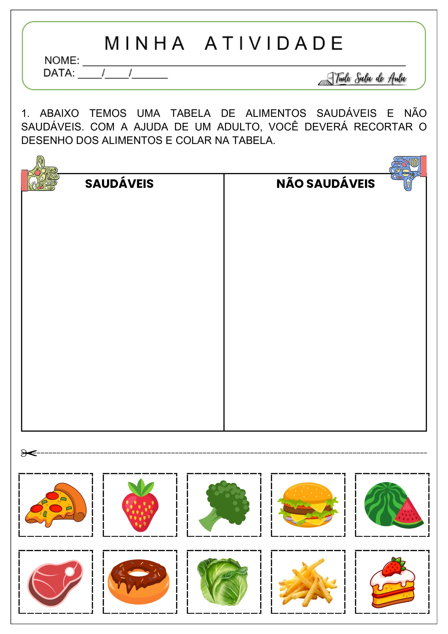 atividade alimentos saudáveis