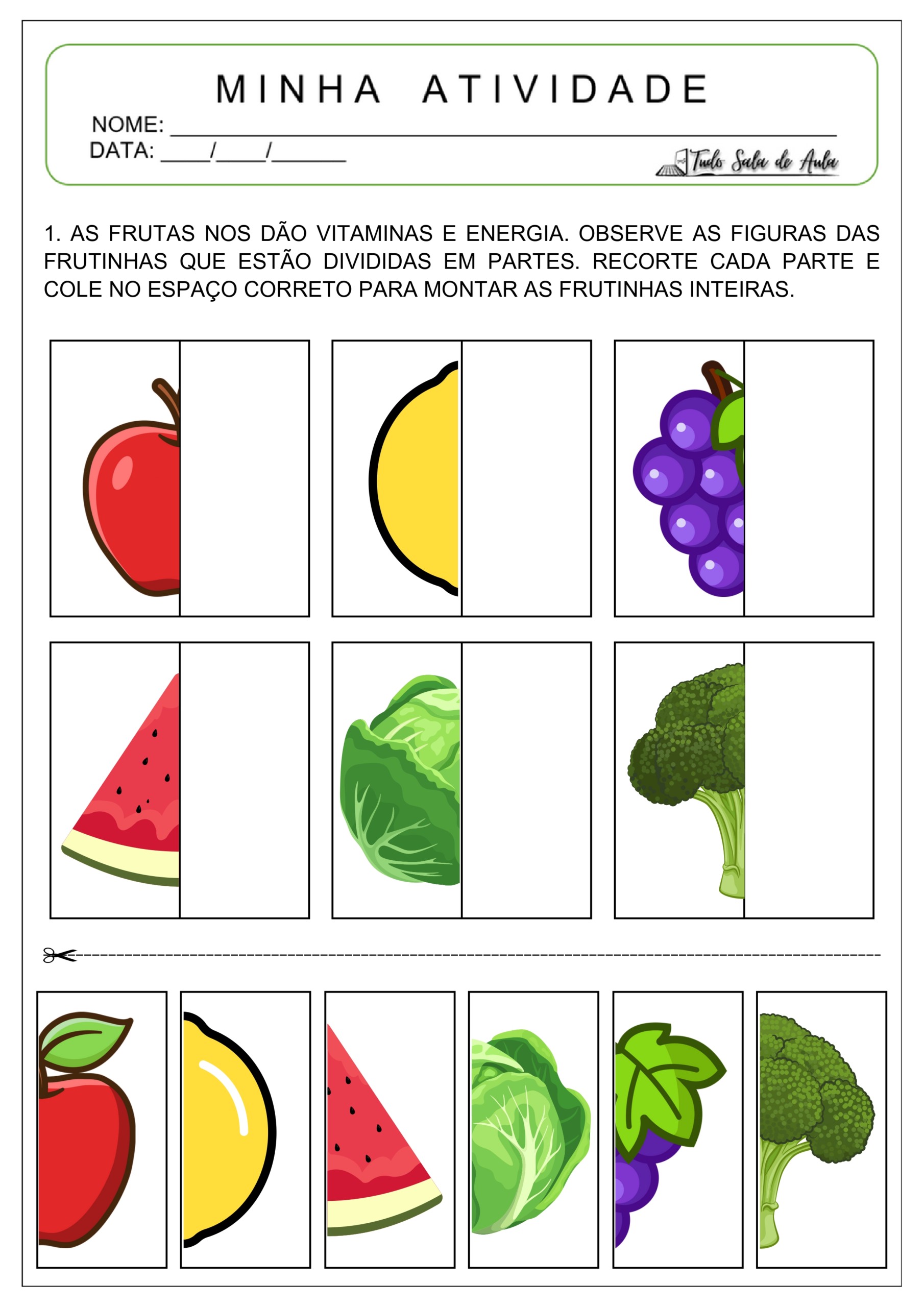 atividade alimentos saudáveis