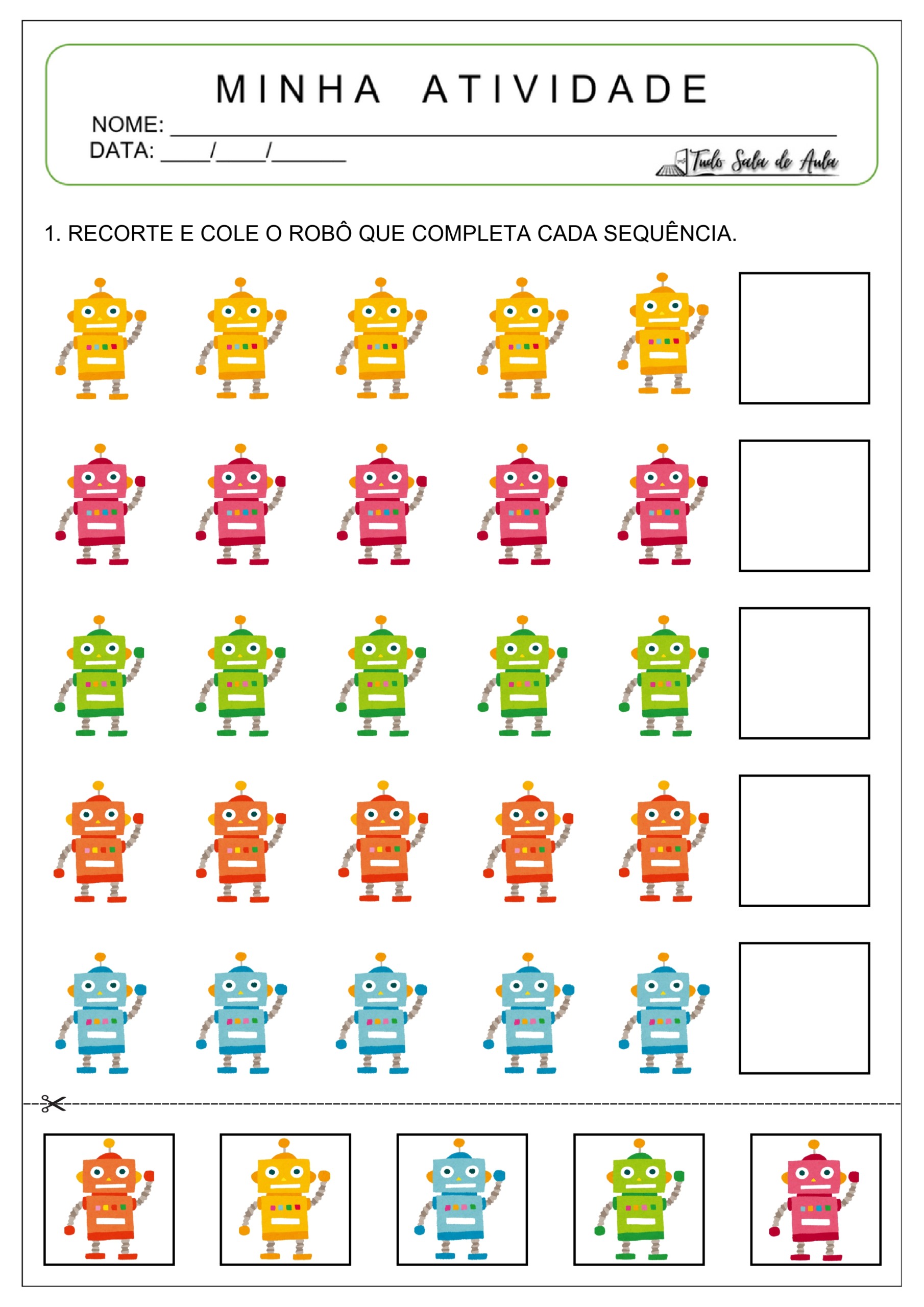 atividade de pareamento autista