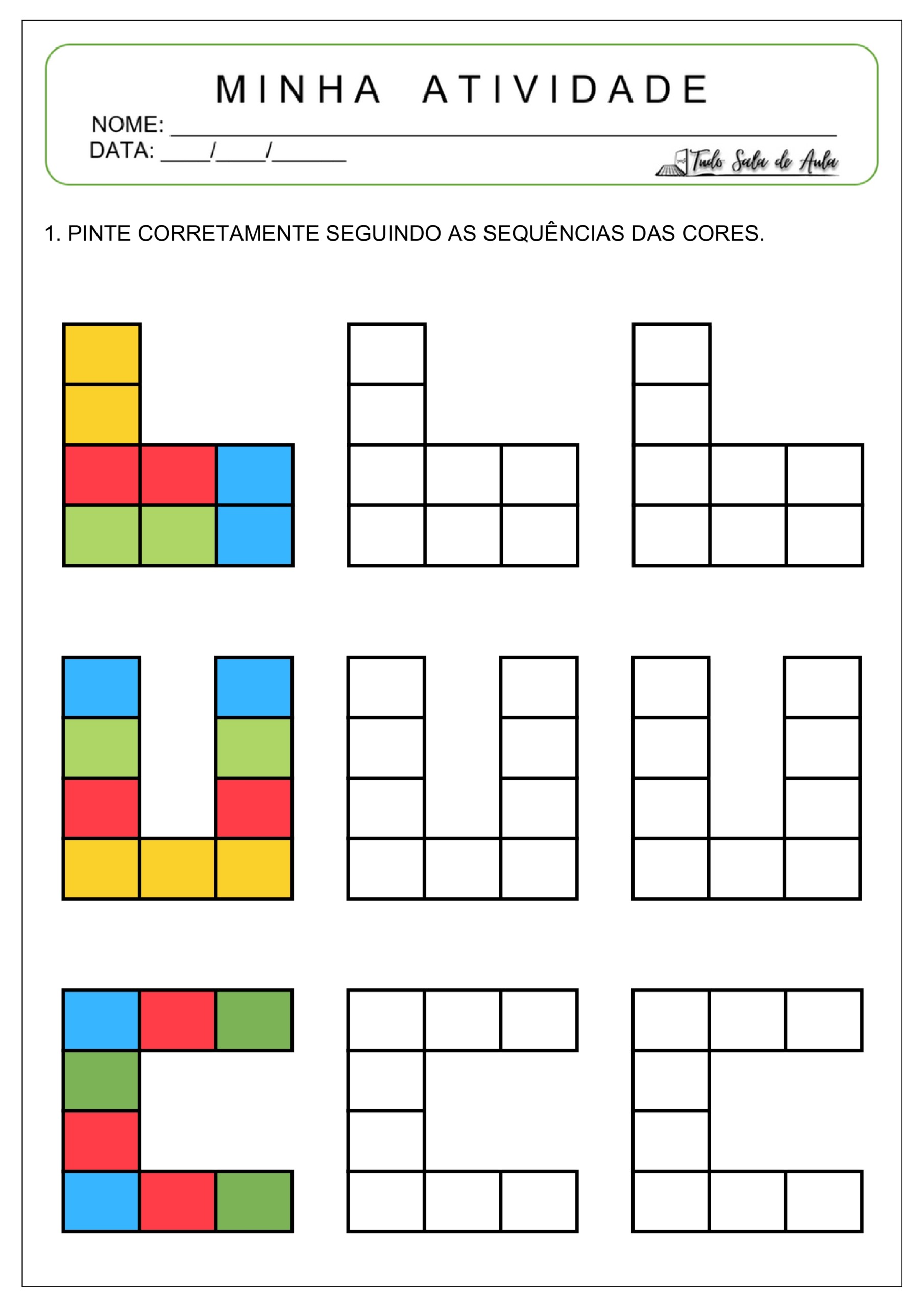 atividade de pareamento autista