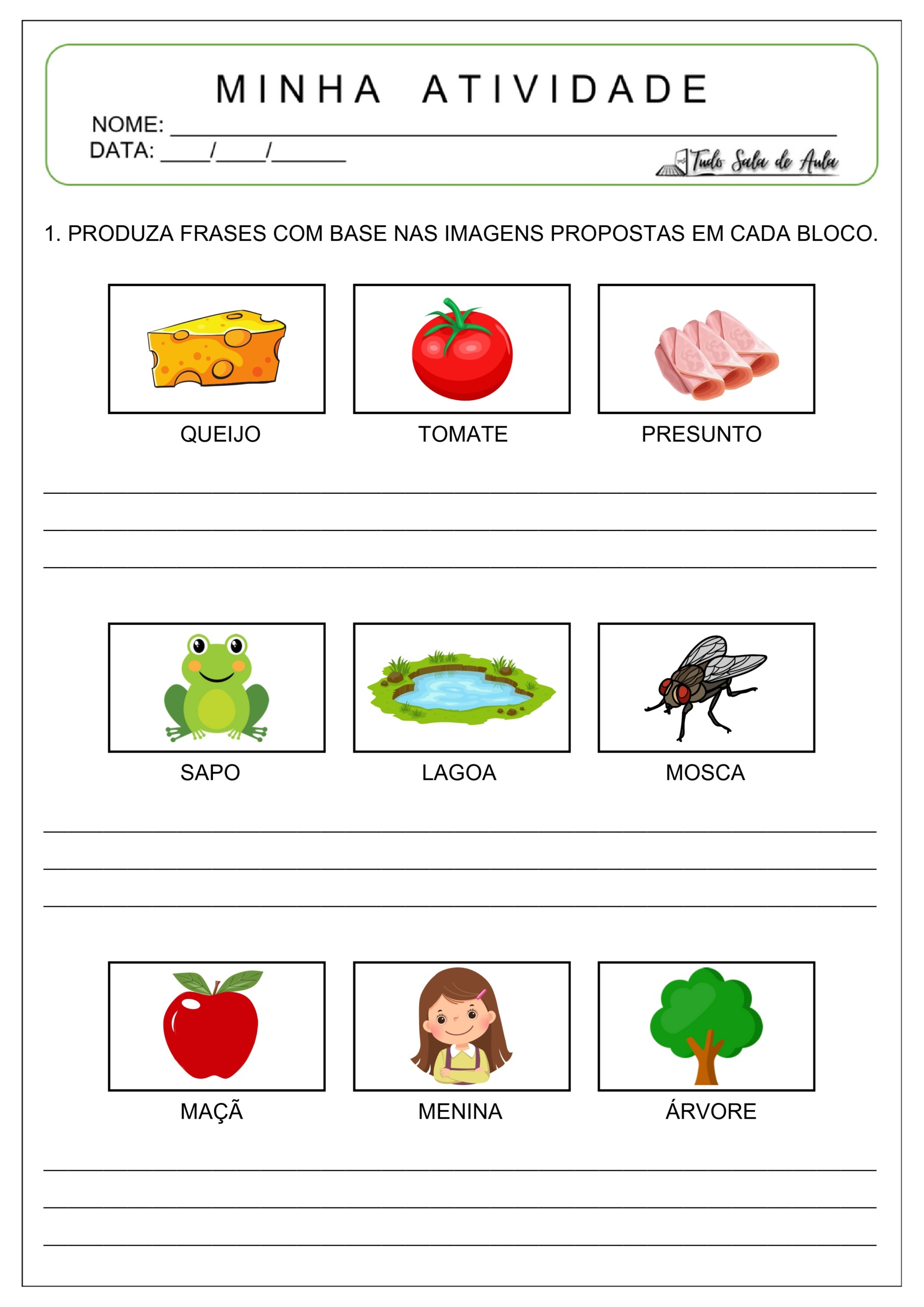 atividade de produção de frases
