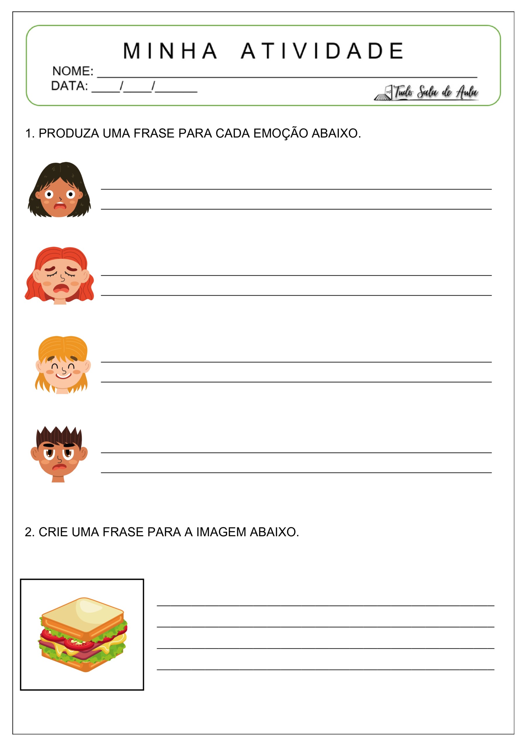 atividade de produção de frases