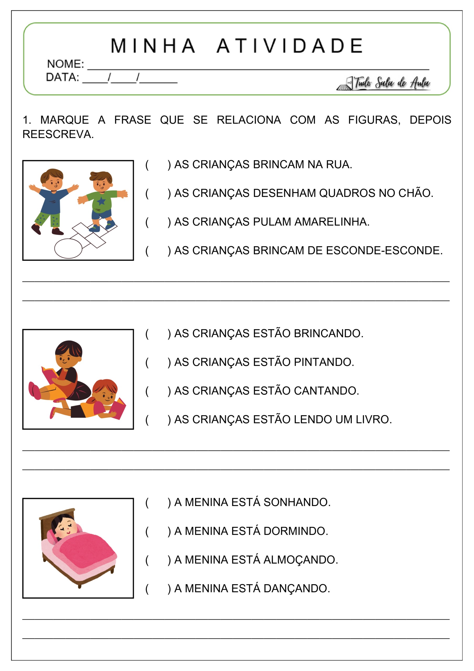 atividade de produção de frases