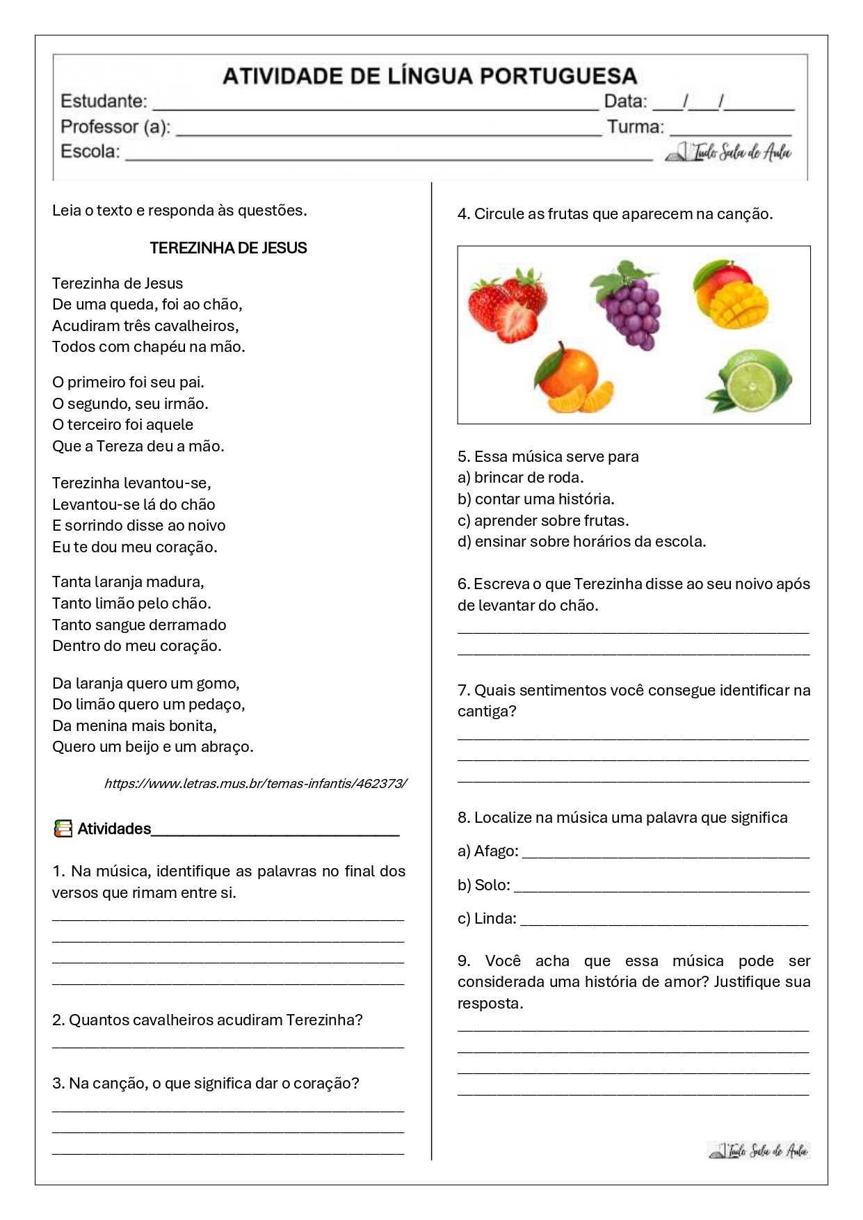 atividades sobre gêneros literários