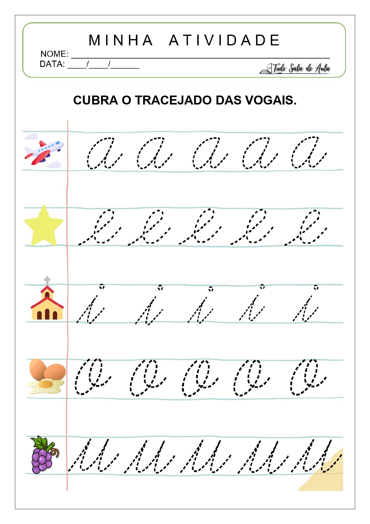 atividades vogais cursivo