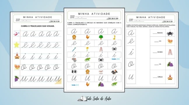 Atividades Vogais Cursivo - Educação Infantil