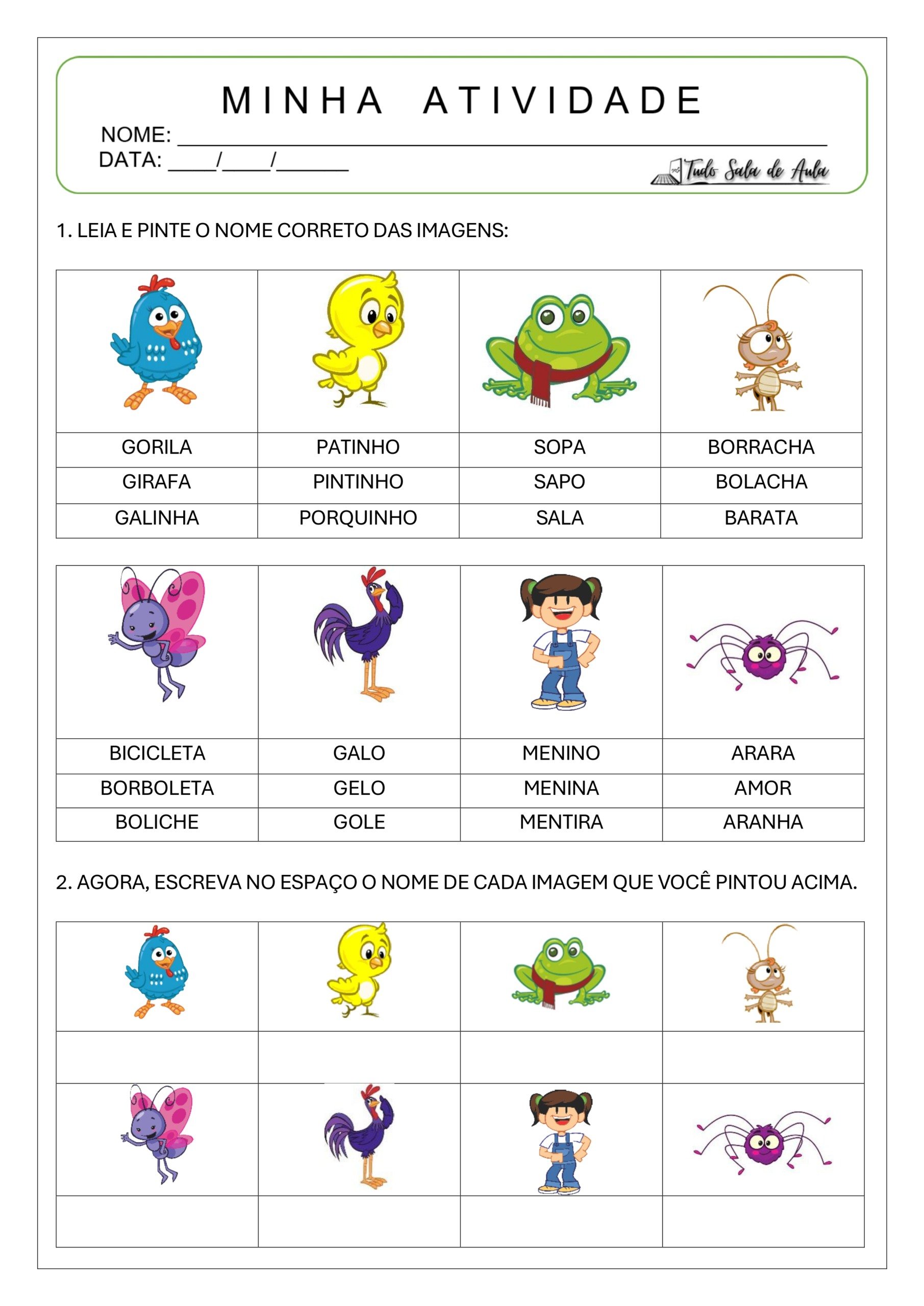 Atividades da Galinha Pintadinha para Educação Infantil