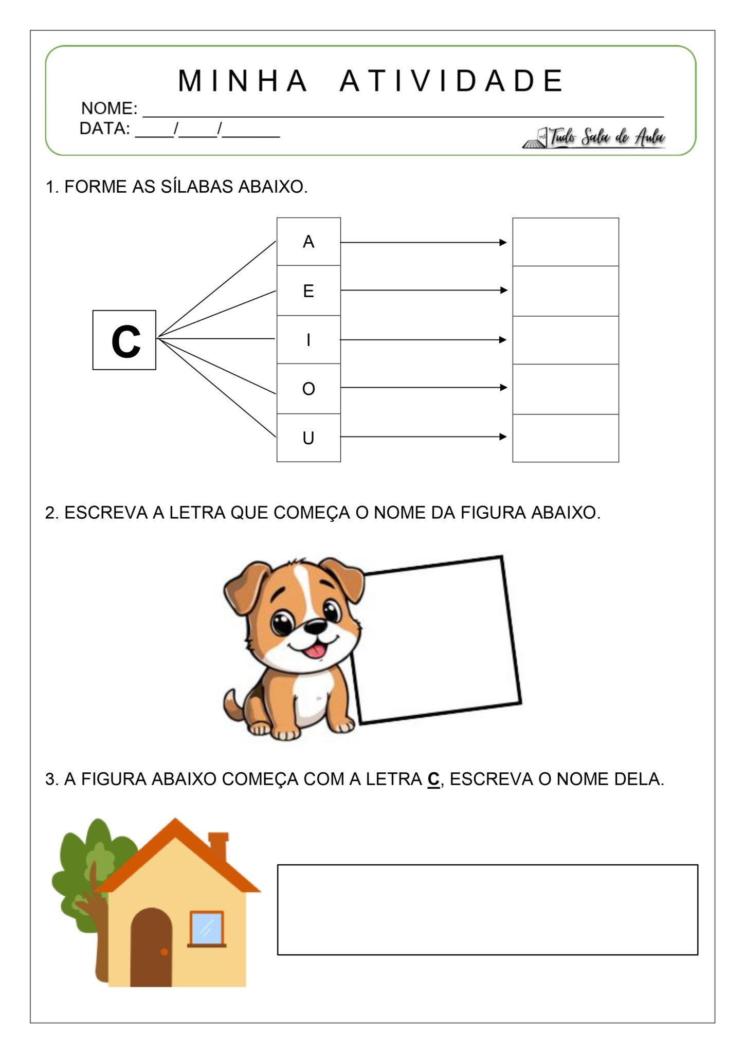Atividade de alfabetização - Letra C