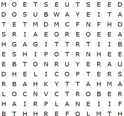 Atividade de inglês sobre os meios de transporte - 6º ano