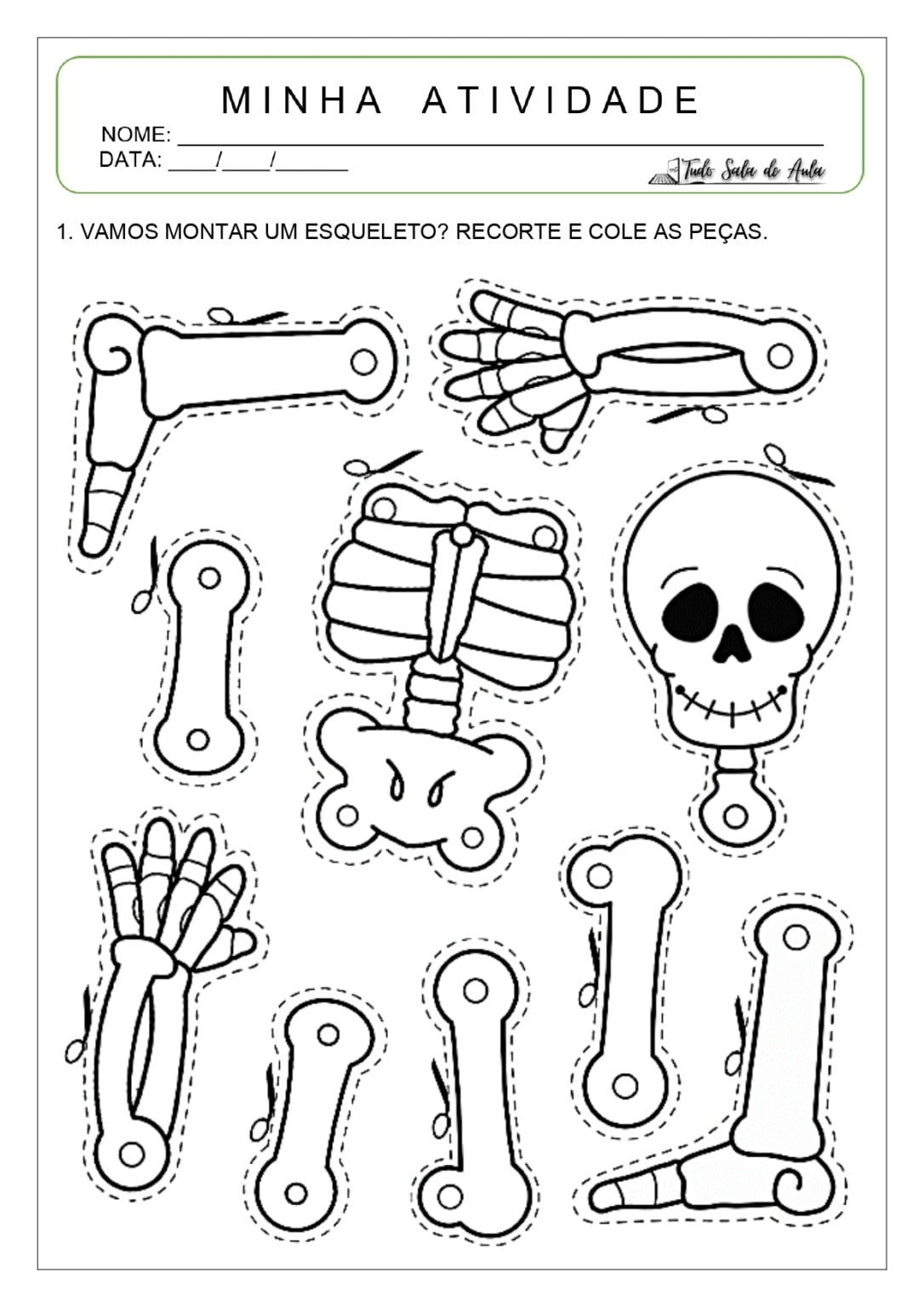 Atividade sobre Esqueleto para Educação Infantil - Tudo Sala de Aula