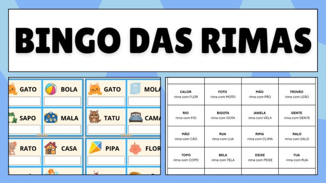 Bingo das Rimas - Atividade Lúdica para Imprimir