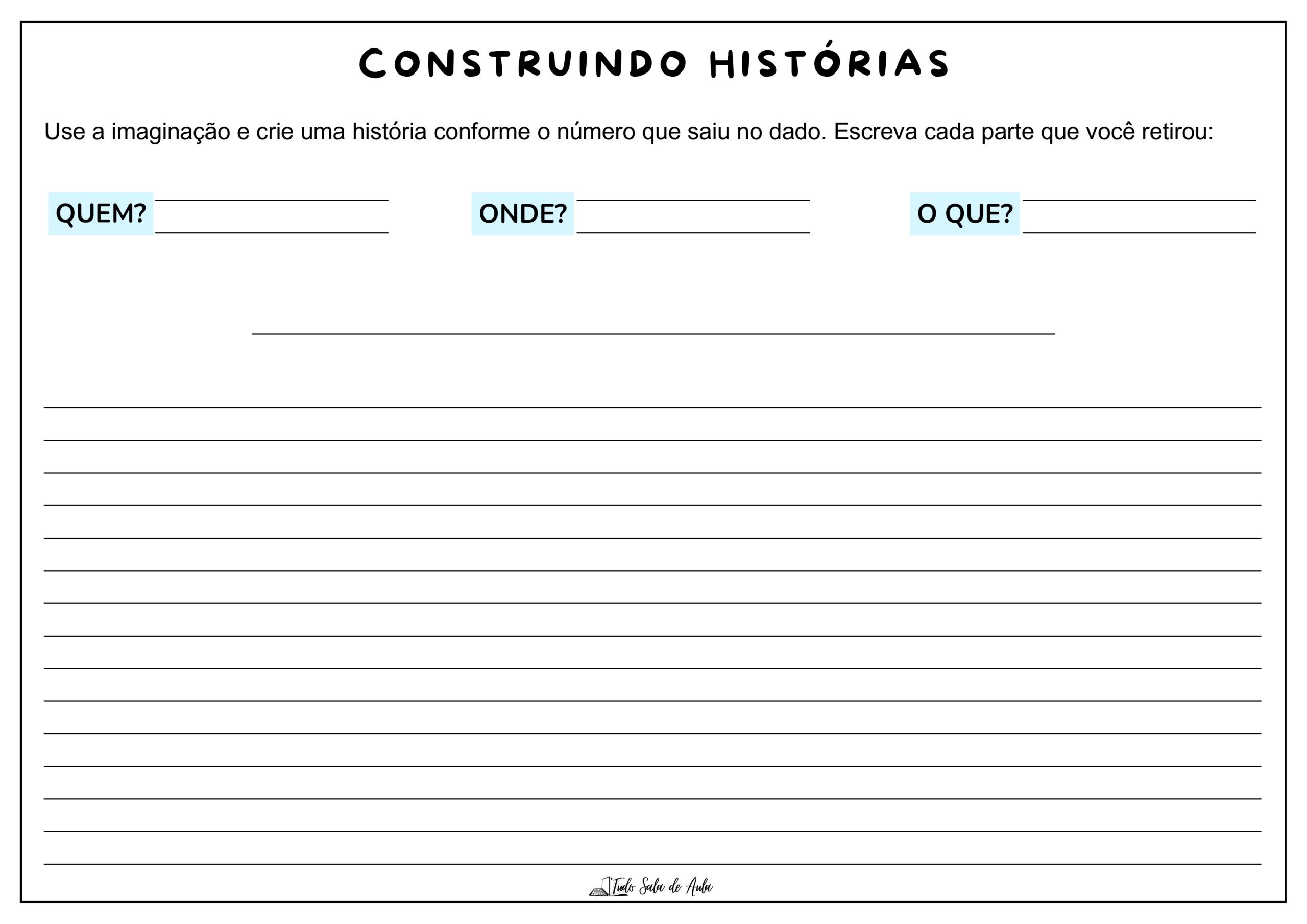 Criando de Histórias - Atividade Lúdica para Imprimir