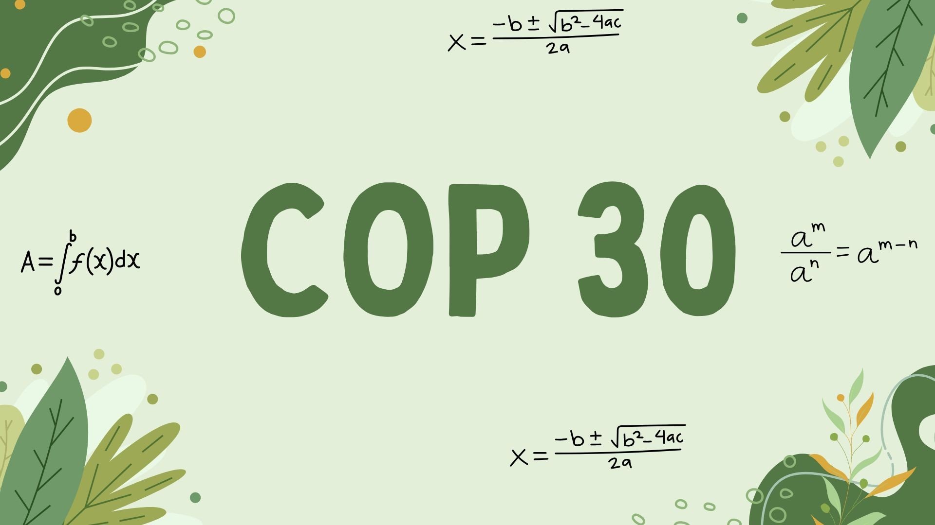 Atividade de Matemática sobre a COP 30 - 8º e 9º ano