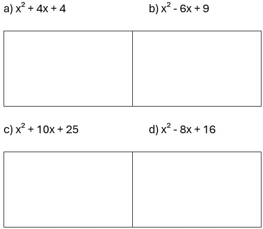 Exercícios de Produtos Notáveis - 8º e 9º ano