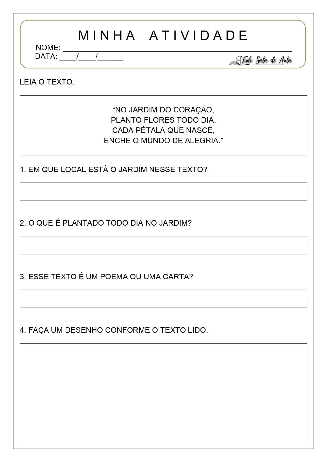 Atividades com Gêneros Diversos para Interpretação - 1º ano