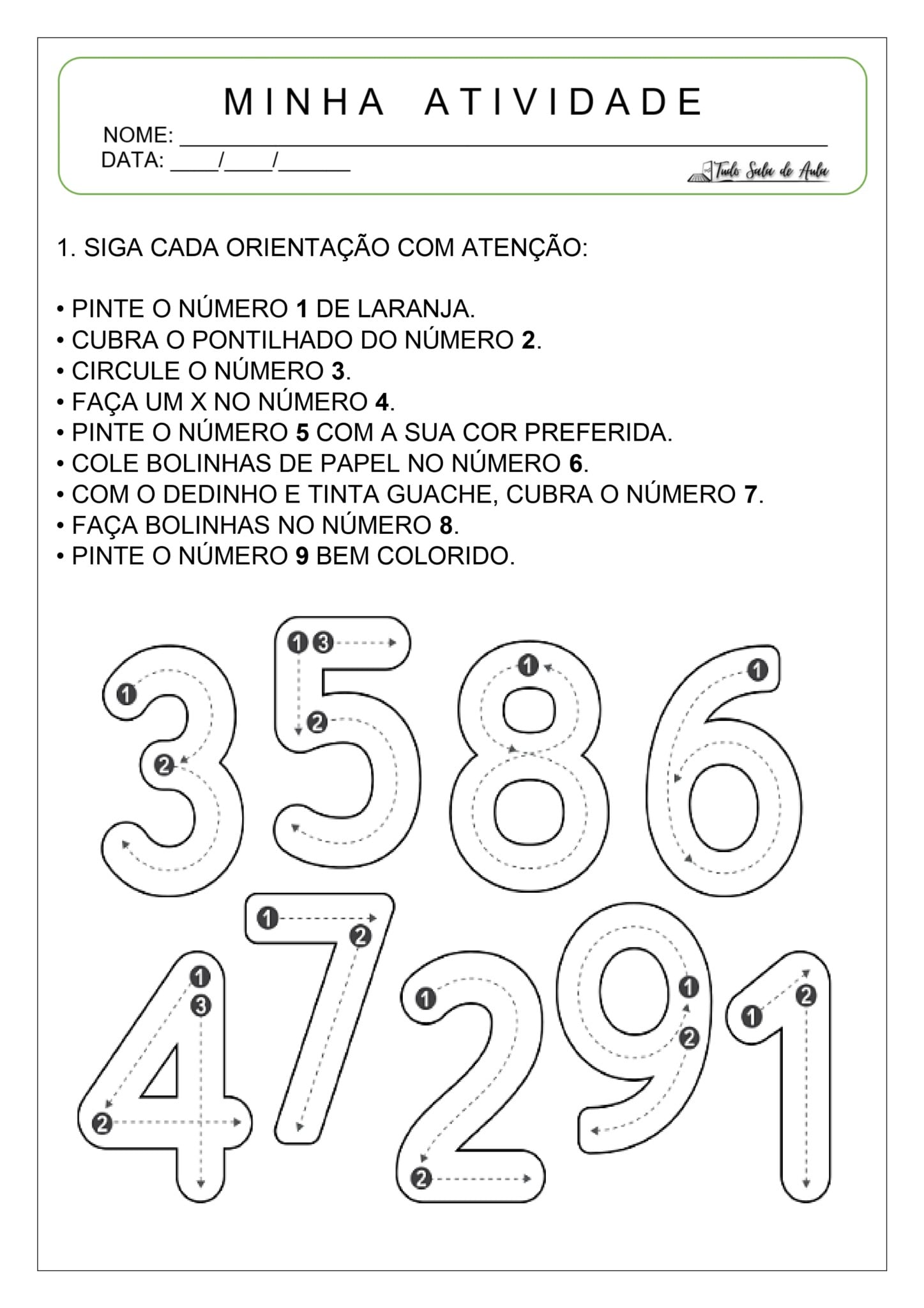 Atividades sobre Numerais para a Educação Infantil
