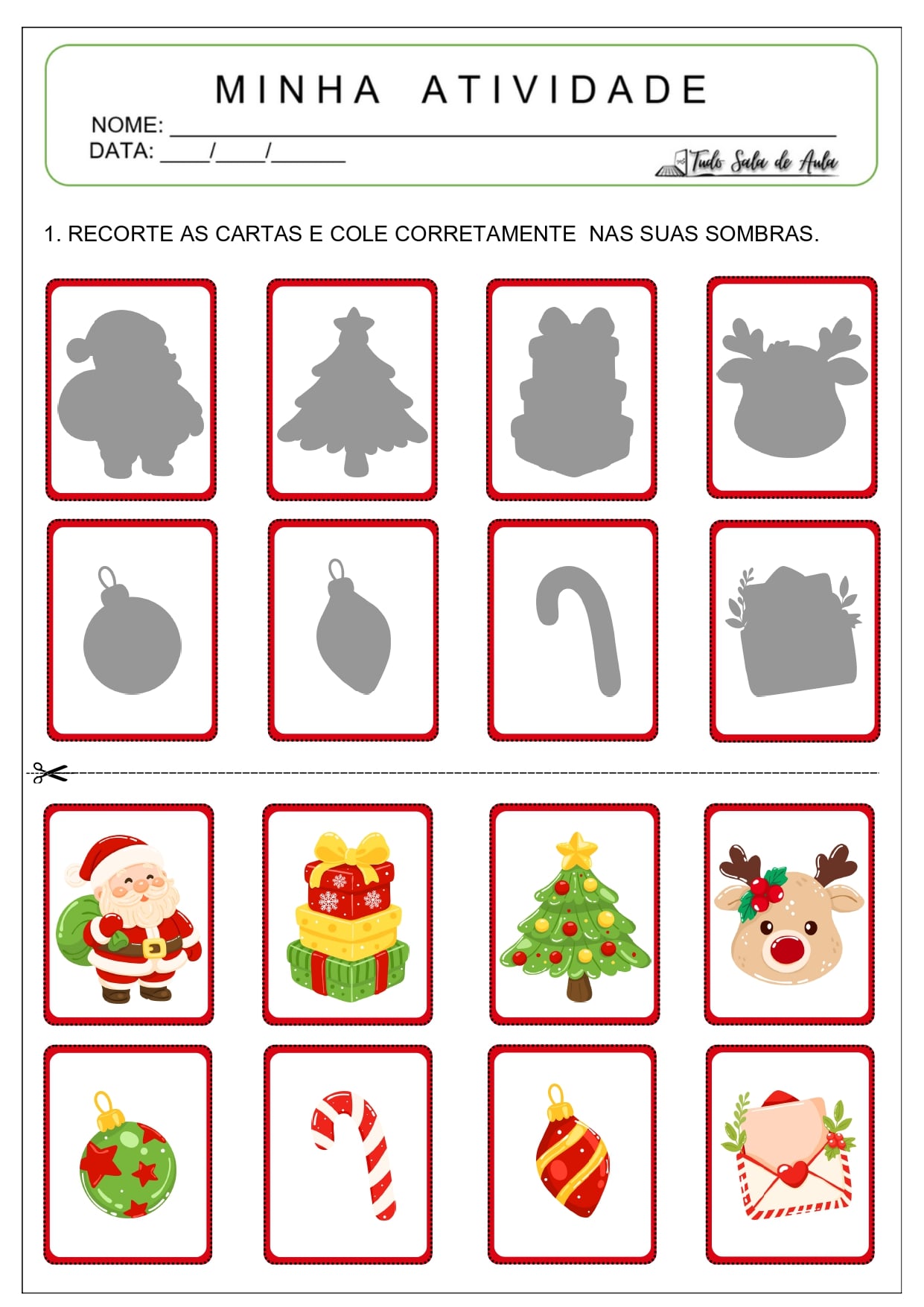 10 Atividades de Recorte e Colagem sobre o Natal