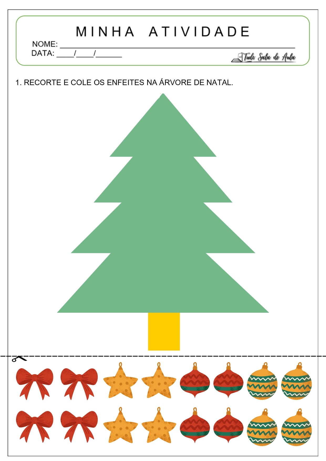 10 Atividades de Recorte e Colagem sobre o Natal