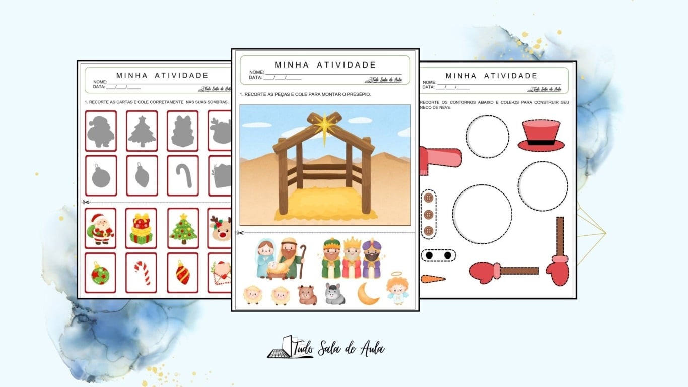 10 Atividades de Recorte e Colagem sobre o Natal