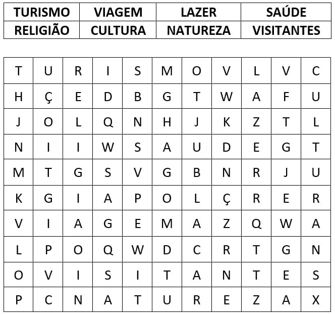 Atividade sobre o Turismo - 4º e 5º ano