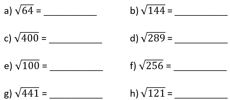 Atividade de Radiciação - 7º e 8º ano