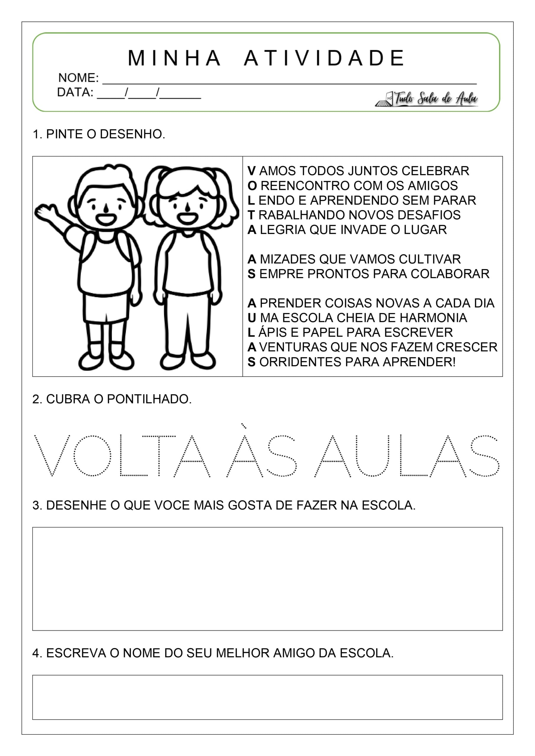10 Atividades de Volta às Aulas para a Educação Infantil