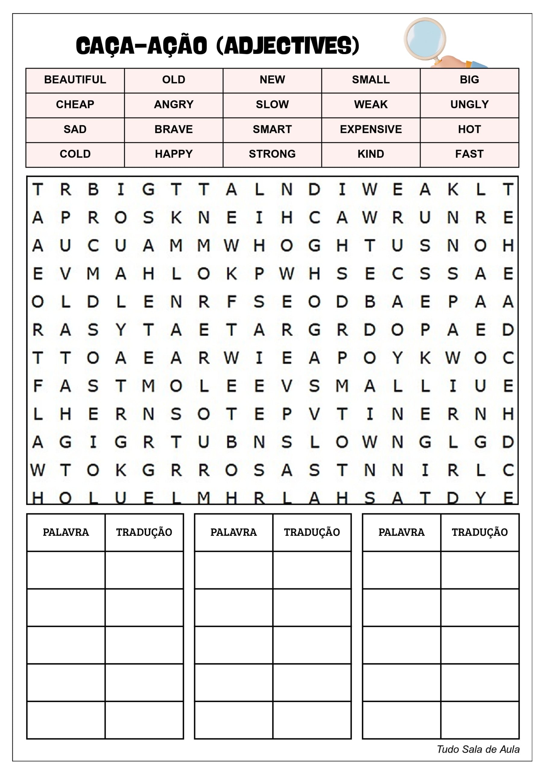 Dinâmica de Inglês - Caça-Ação