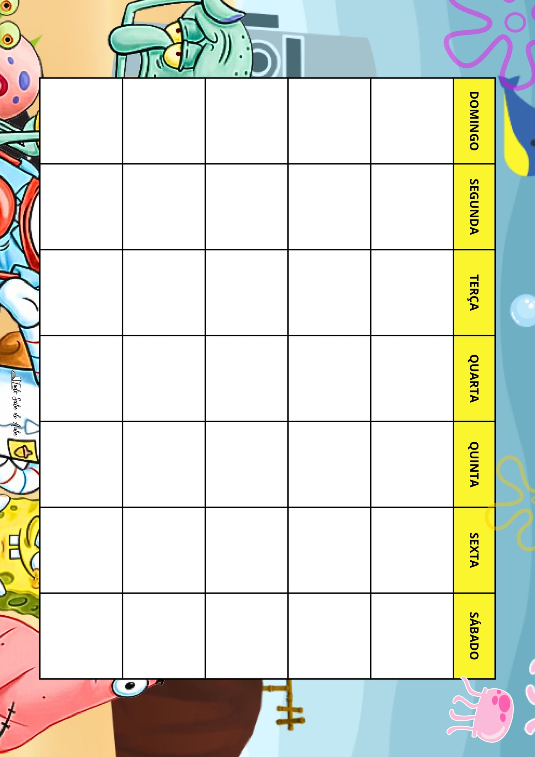 Painel Decorativo para Sala de Aula – Tema Bob Esponja