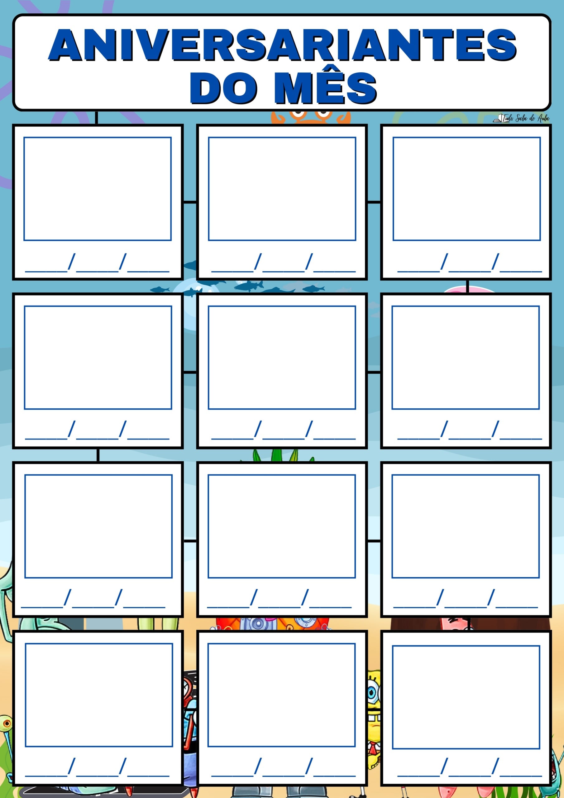 Painel Decorativo para Sala de Aula – Tema Bob Esponja