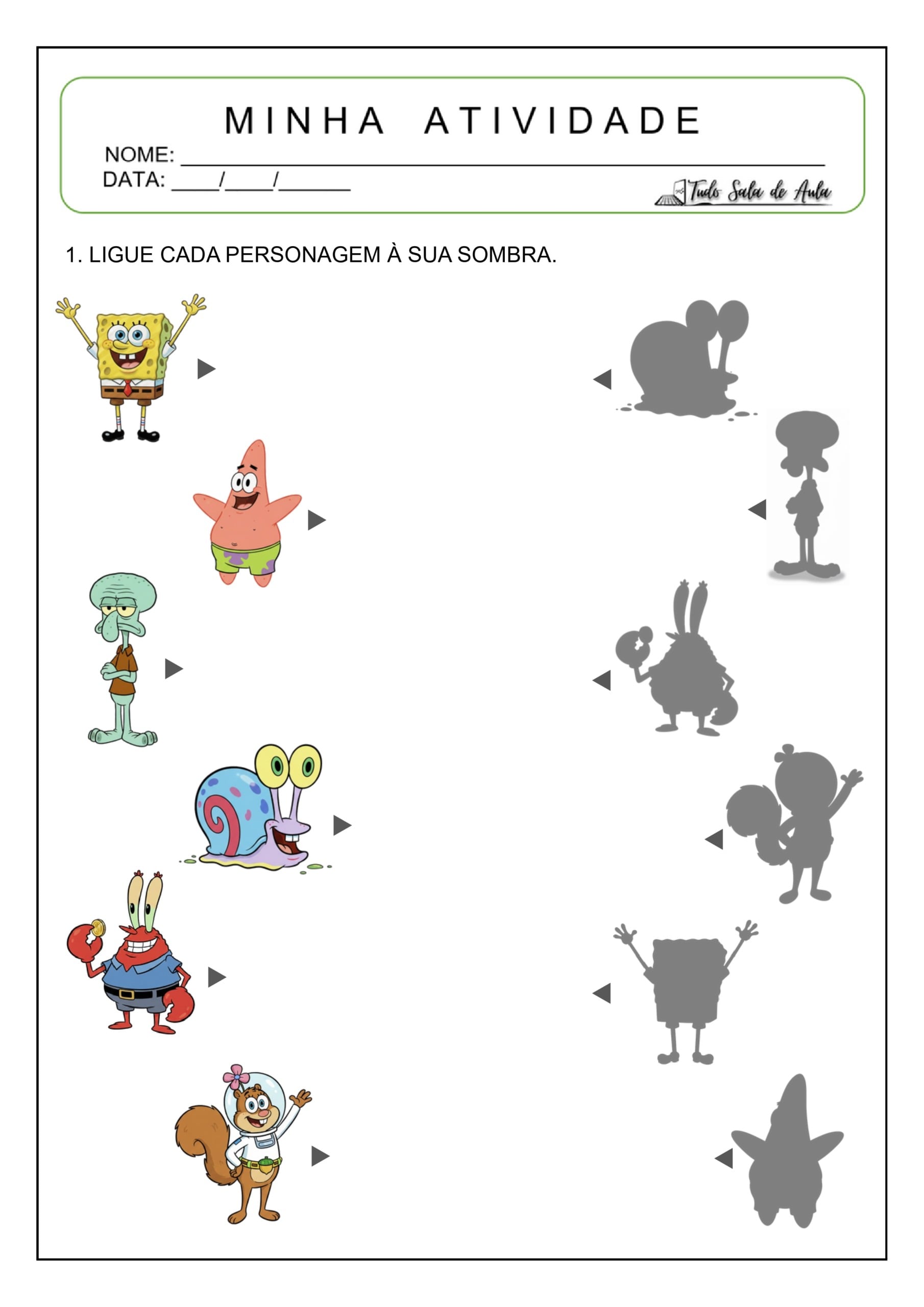 Atividades de Matemática do Bob Esponja - Educação Infantil