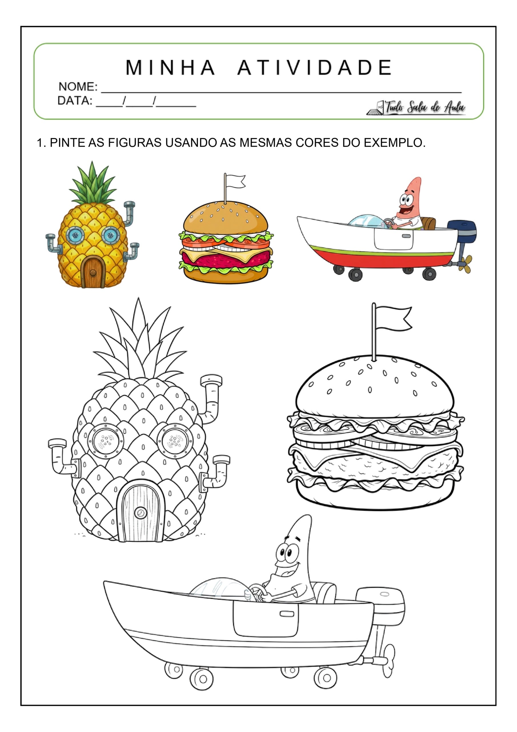 Atividades de Matemática do Bob Esponja - Educação Infantil