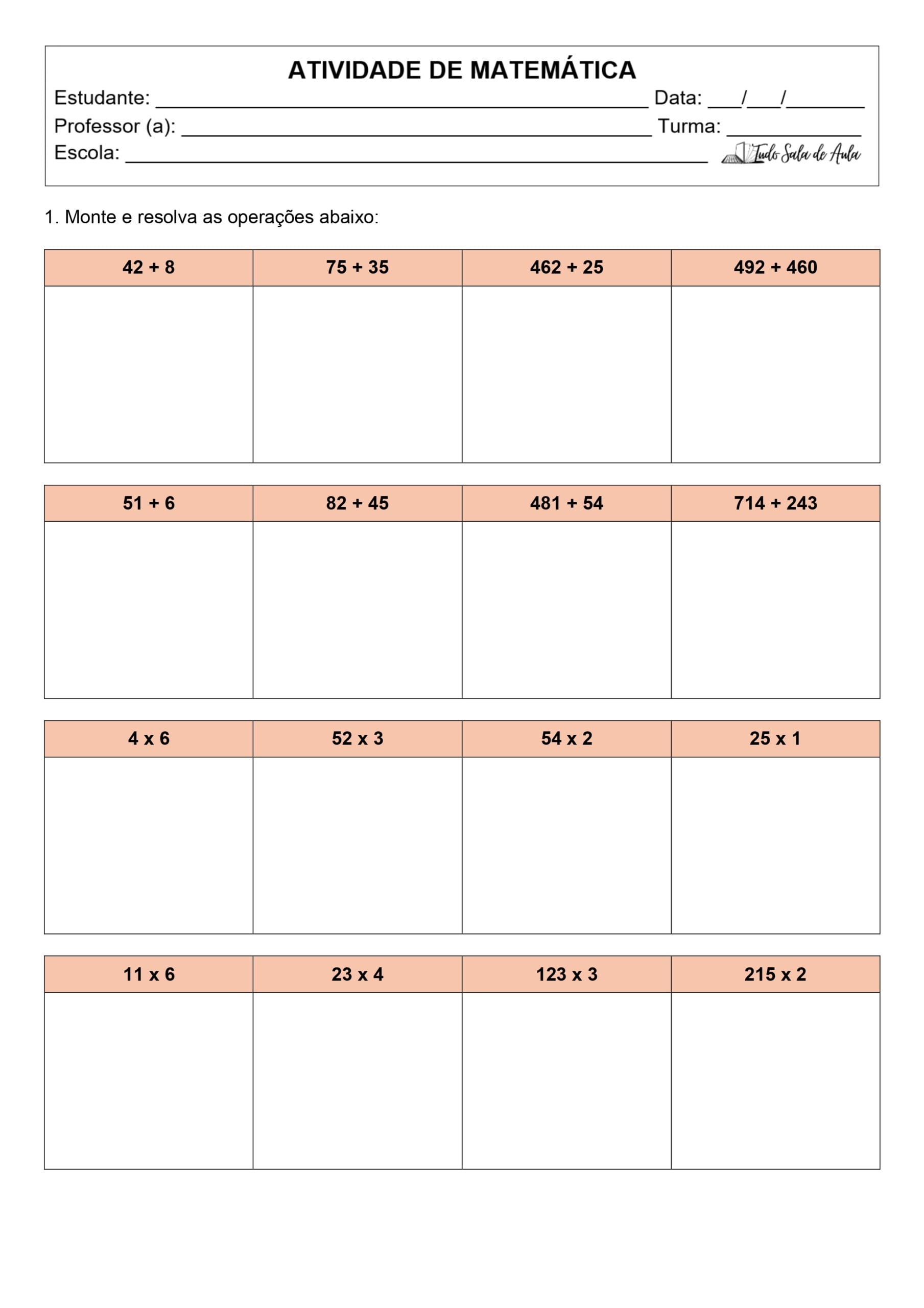 Atividades com Continhas de Matem&aacute;tica B&aacute;sica - 2&ordm; e 3&ordm; Ano