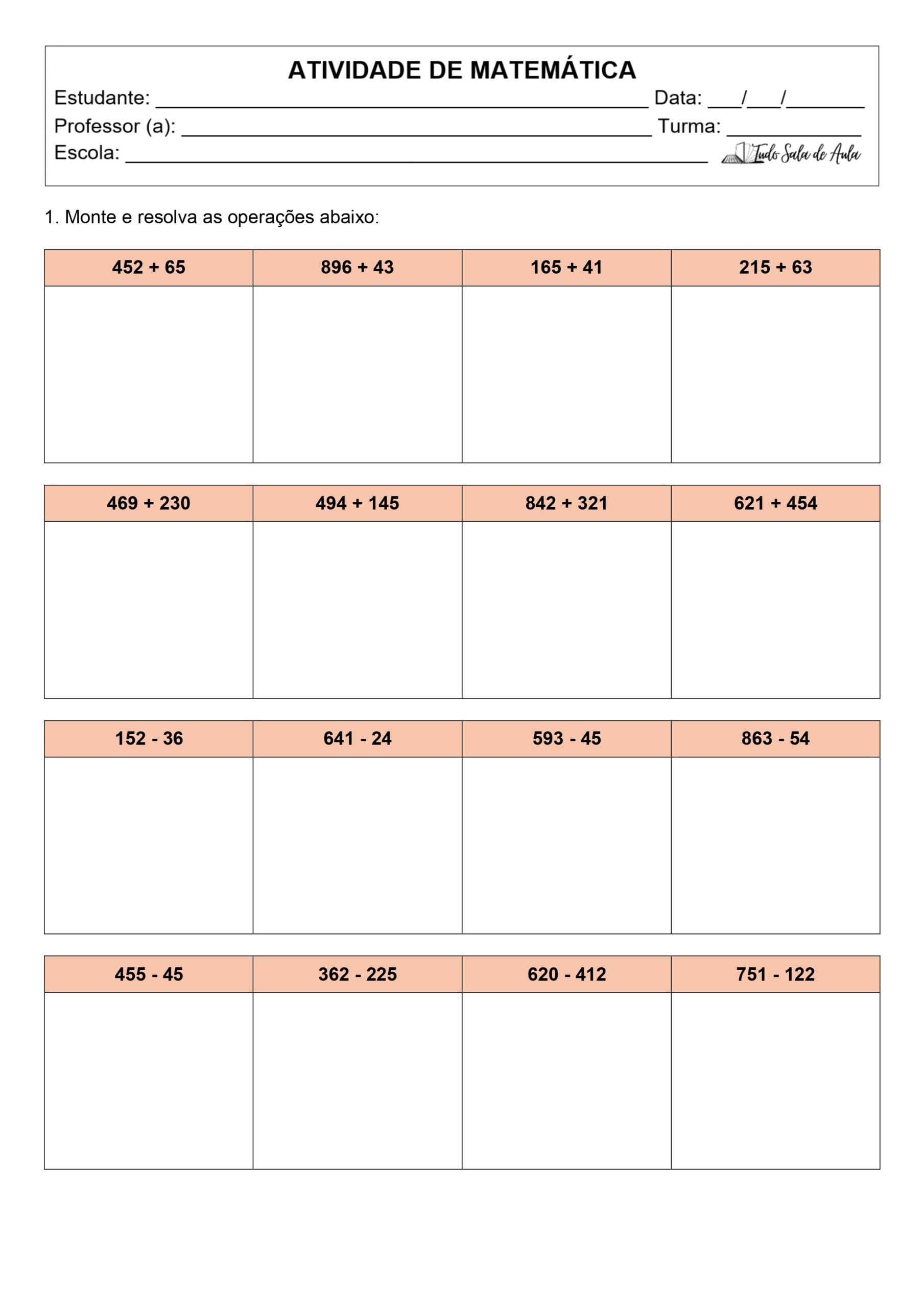 Atividades com Continhas de Matem&aacute;tica B&aacute;sica - 2&ordm; e 3&ordm; Ano