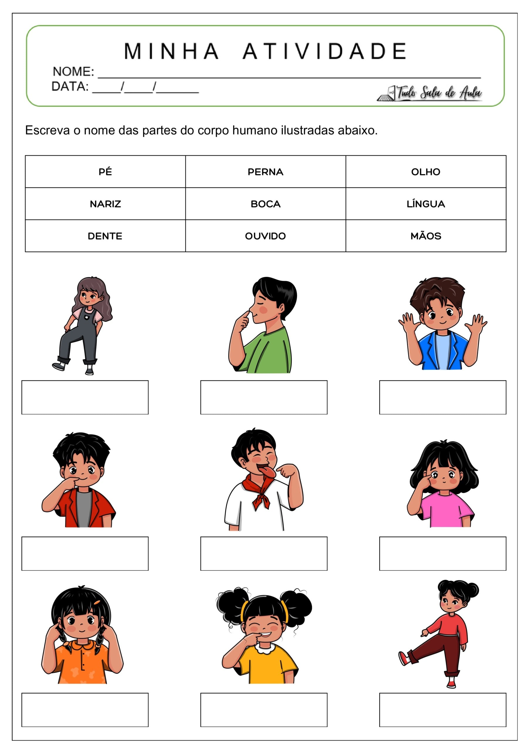 10 Atividades do Corpo Humano - Educação Infantil